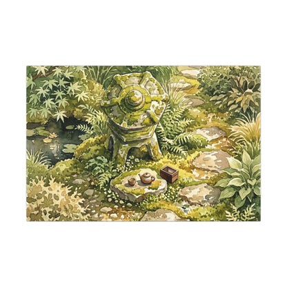 Datsuzoku Stone Lantern Canvas Art - Japandi Watercolor
