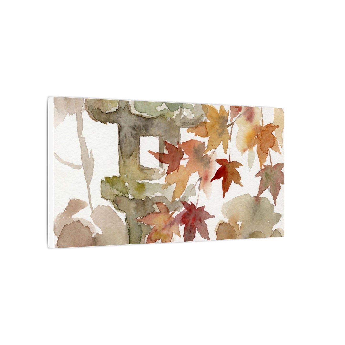 Stone Lantern Watercolor Canvas Art | Earthy Japandi Art