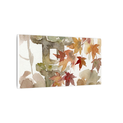 Stone Lantern Watercolor Canvas Art | Earthy Japandi Art