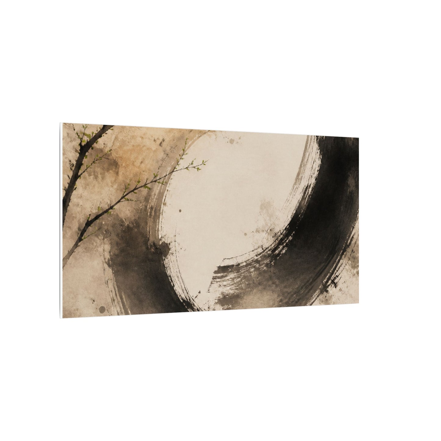Japandi Ink Brushstroke in Golden Hour | Watercolor Canvas Art