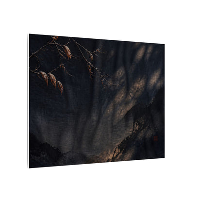 Atmospheric Silk Drape Canvas Art - Charcoal Ink Dark Japandi