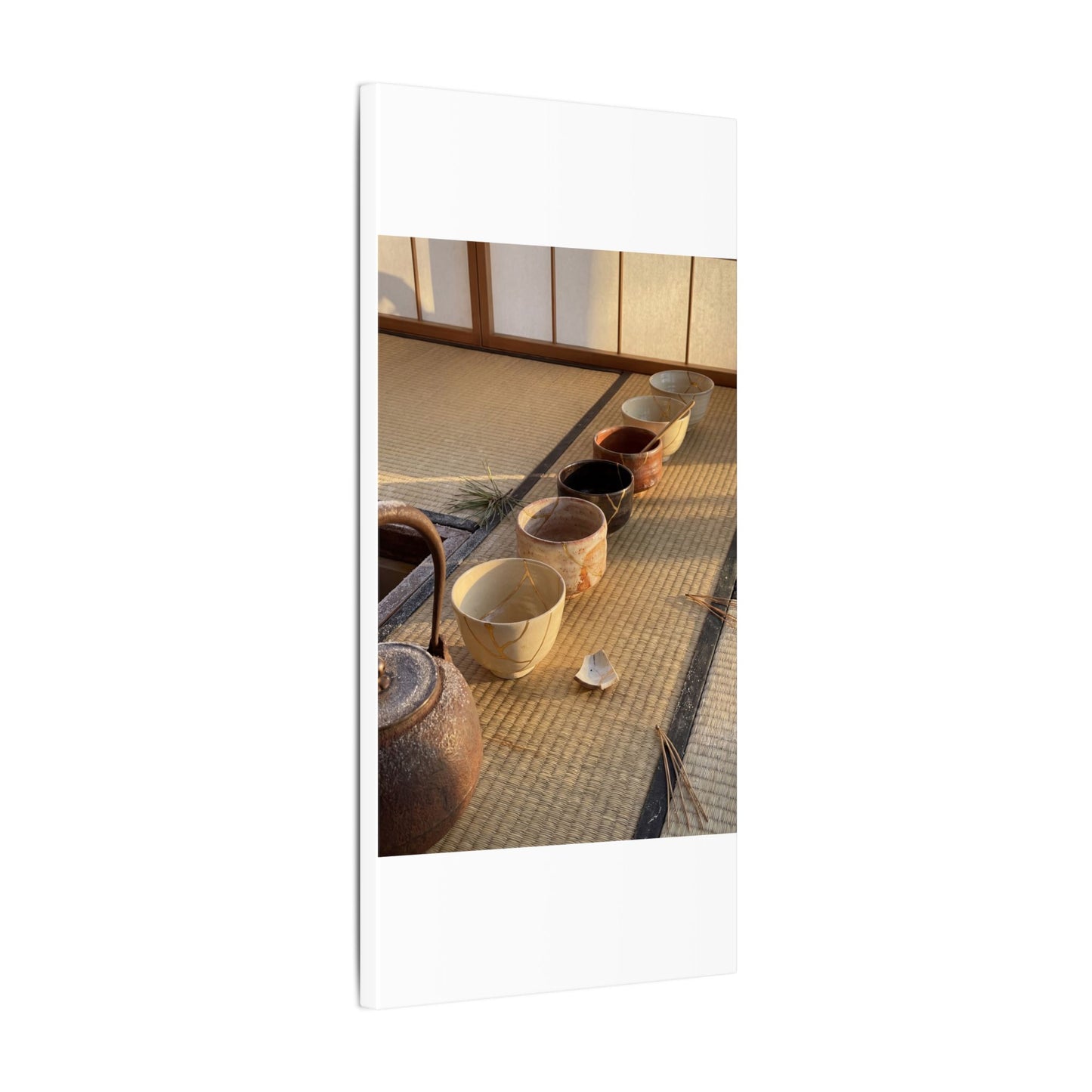 Kintsugi Tea Ceremony in Golden Hour | Gold Repair Canvas Art