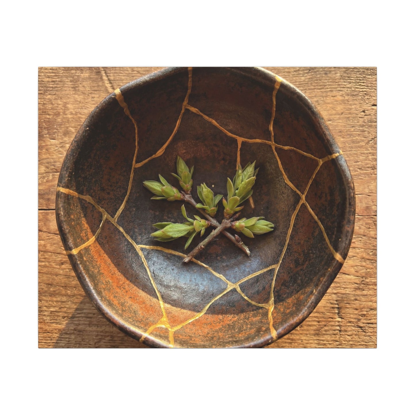 Ceramic Bowl Gold Repair Canvas Art | Resilient Kintsugi Art