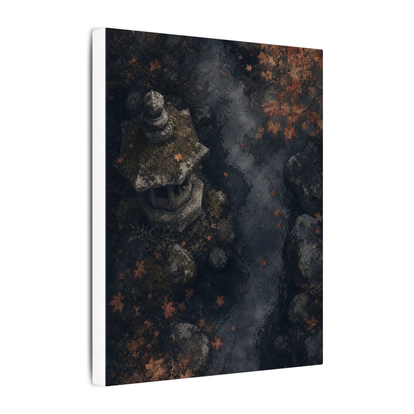 Stone Lantern Canvas Art | Autumn Japandi Texture Art
