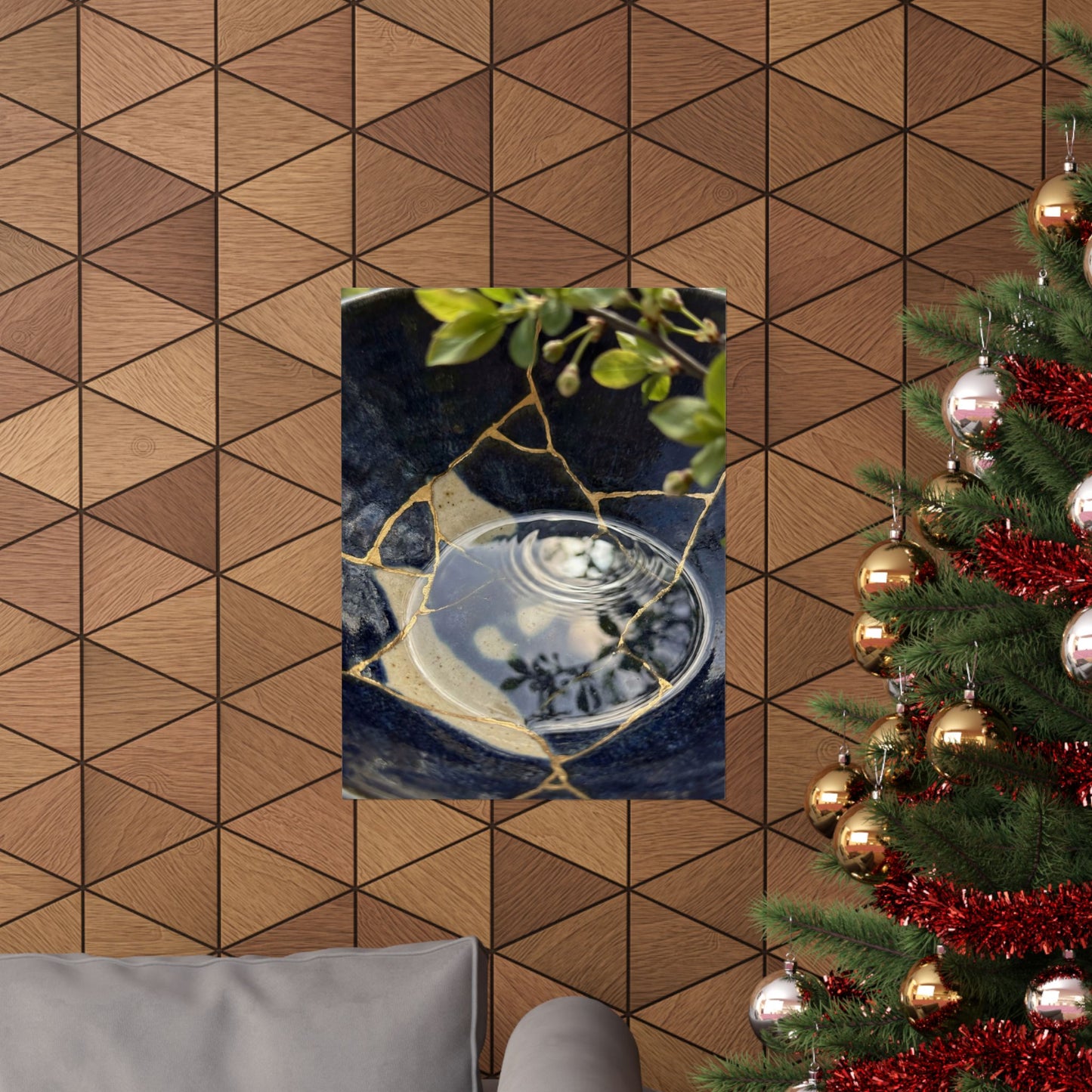 Seijaku Water Ripple Wall Art Print - Kintsugi Gold Repair