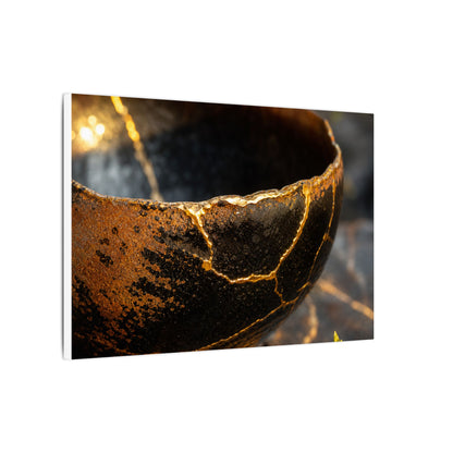Kintsugi Ceramic Bowl in Golden Hour | Gold Vein Canvas Art