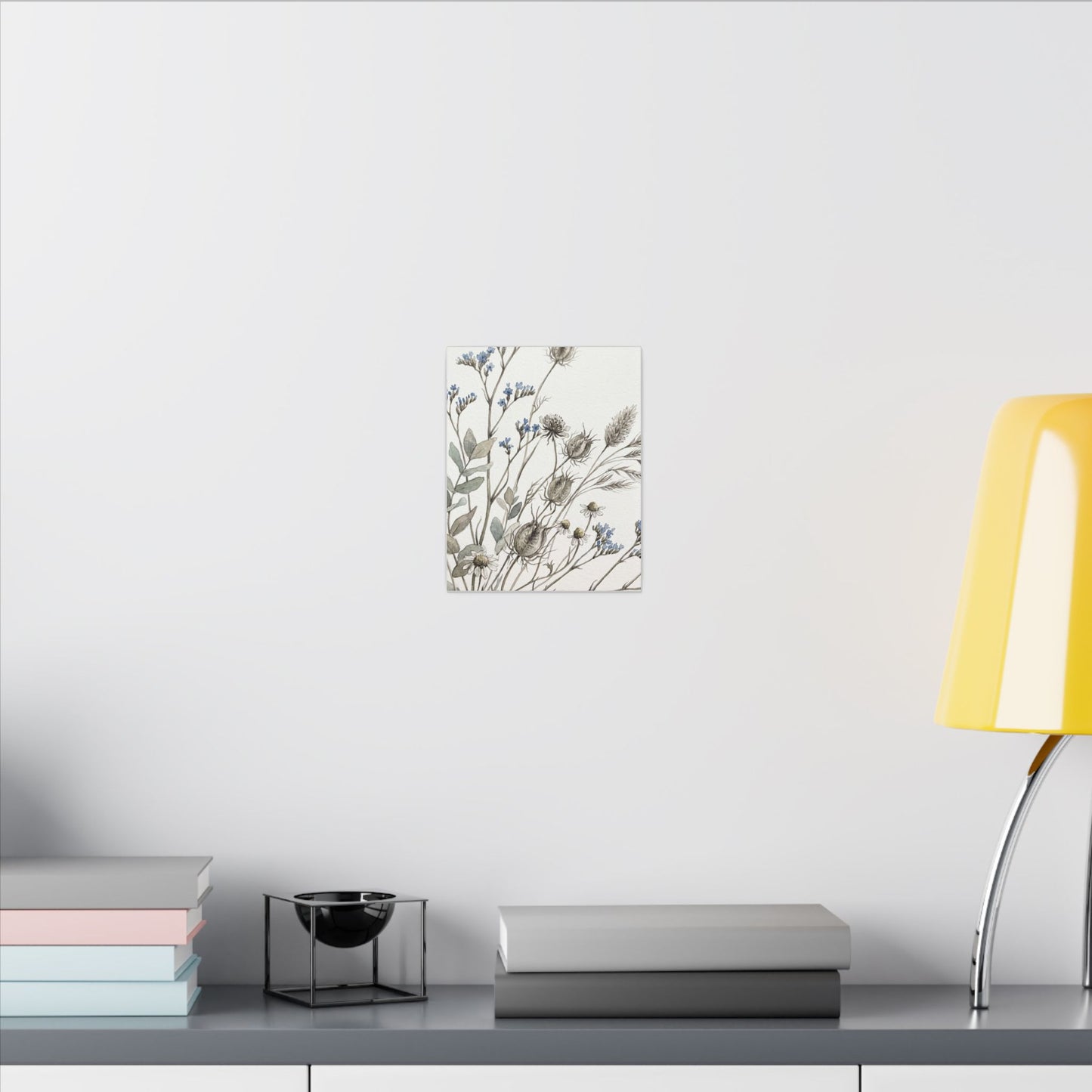 Dried Flowers Canvas Art | Summer Japandi Watercolor Art