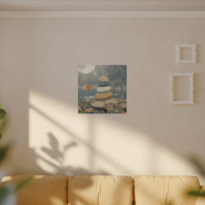 Warm River Stones Canvas Art - Japanese Pattern Japandi