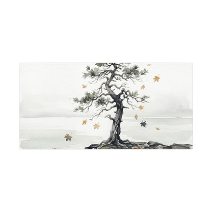 Japandi Pine Tree in Overcast | Watercolor Canvas Art