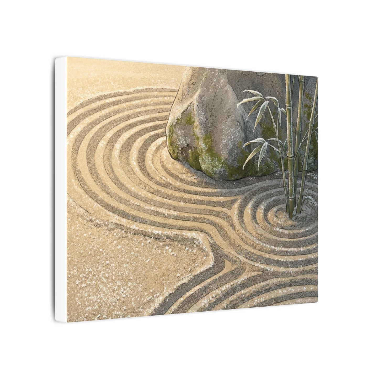 Rock Garden Winter Canvas Art | Zen Peaceful Design