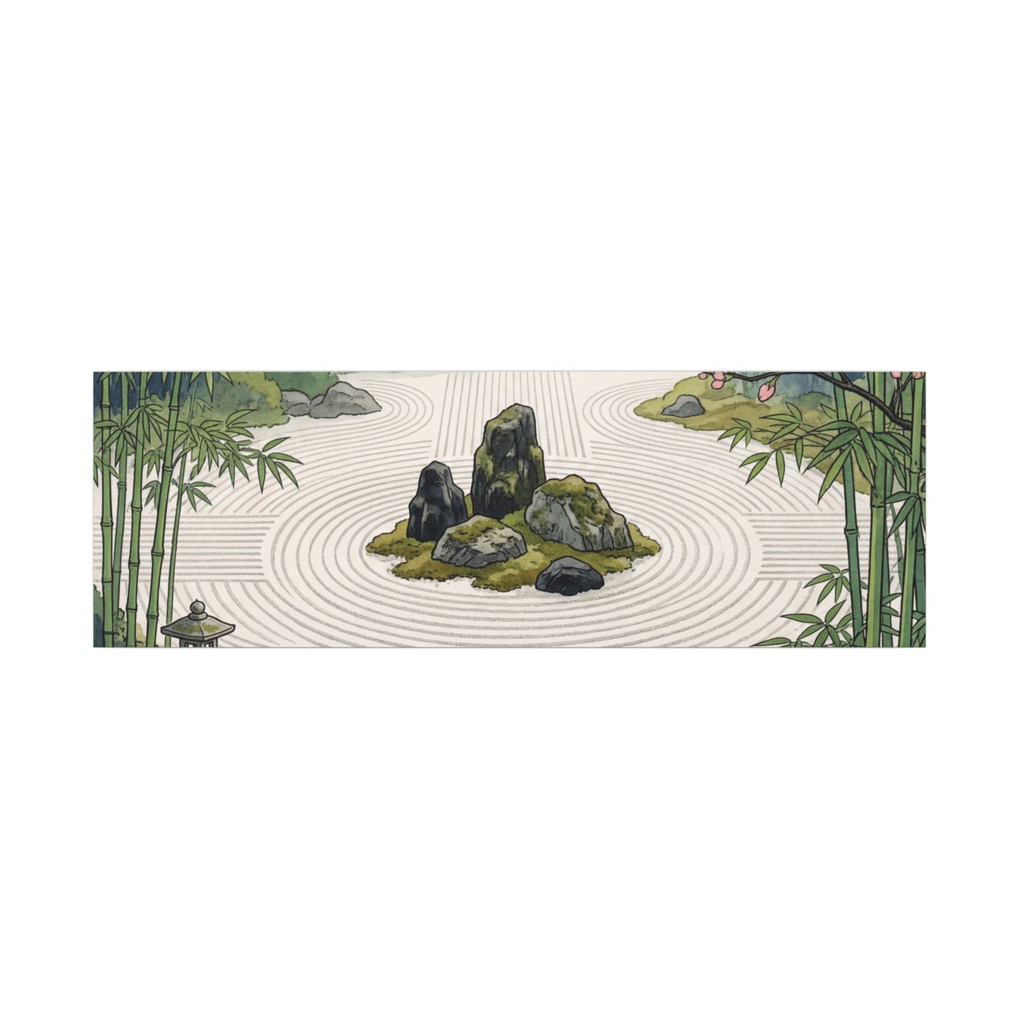 Rock Garden Ukiyo E Inspired Canvas Art | Contemplative Zen Art