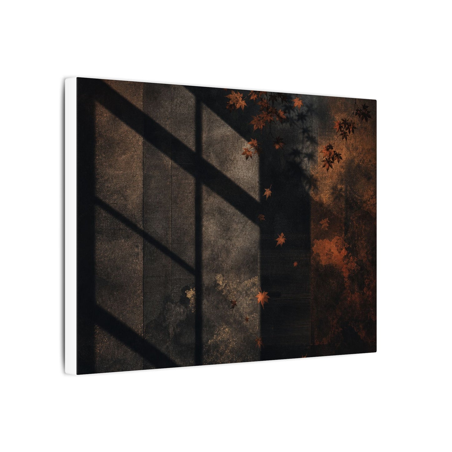 Sophisticated Shadow Play Canvas Art - Dark Texture Dark Japandi