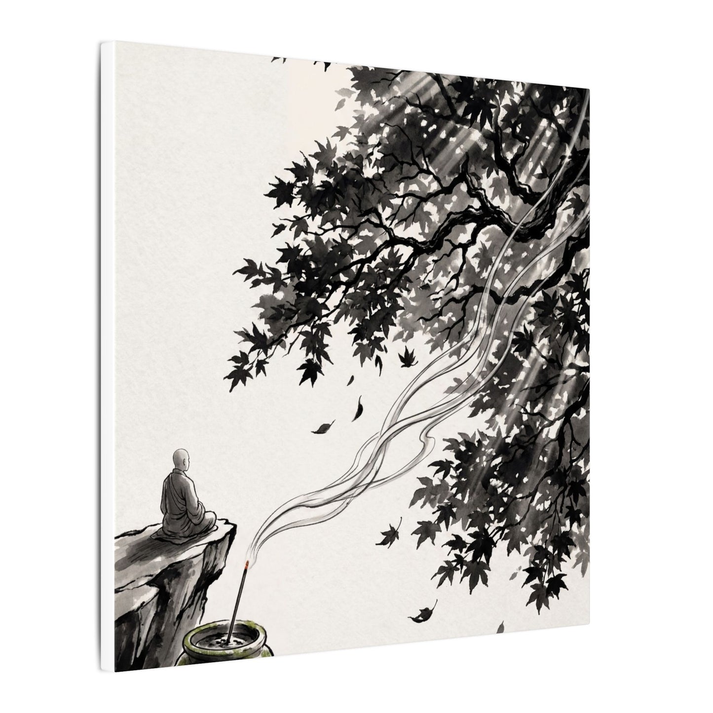 Serene Incense Smoke Canvas Art - Ukiyo E Inspired Zen