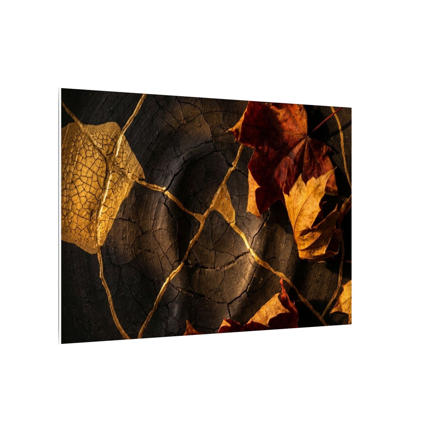 Resilient Shadow Play Canvas Art - Crackle Gold Kintsugi
