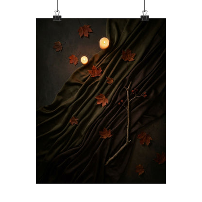 Candlelight Silk Drape Wall Art Print - Dark Japandi Datsuzoku