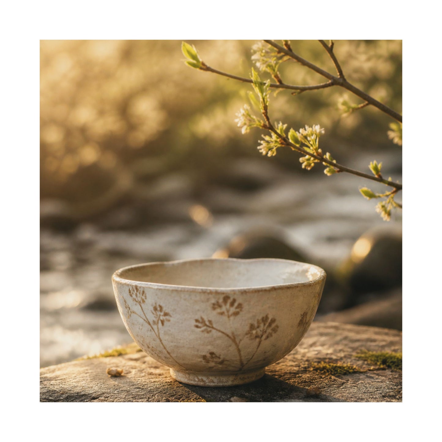 Spring Ceramic Bowl Japanese Pattern Wall Art Print | Warm Decor