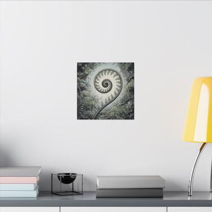Zen Fern Unfurling in Dawn | Ukiyo E Inspired Canvas Art