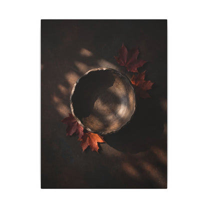 Ceramic Bowl Canvas Art | Autumn Dark Japandi Dark Texture Art