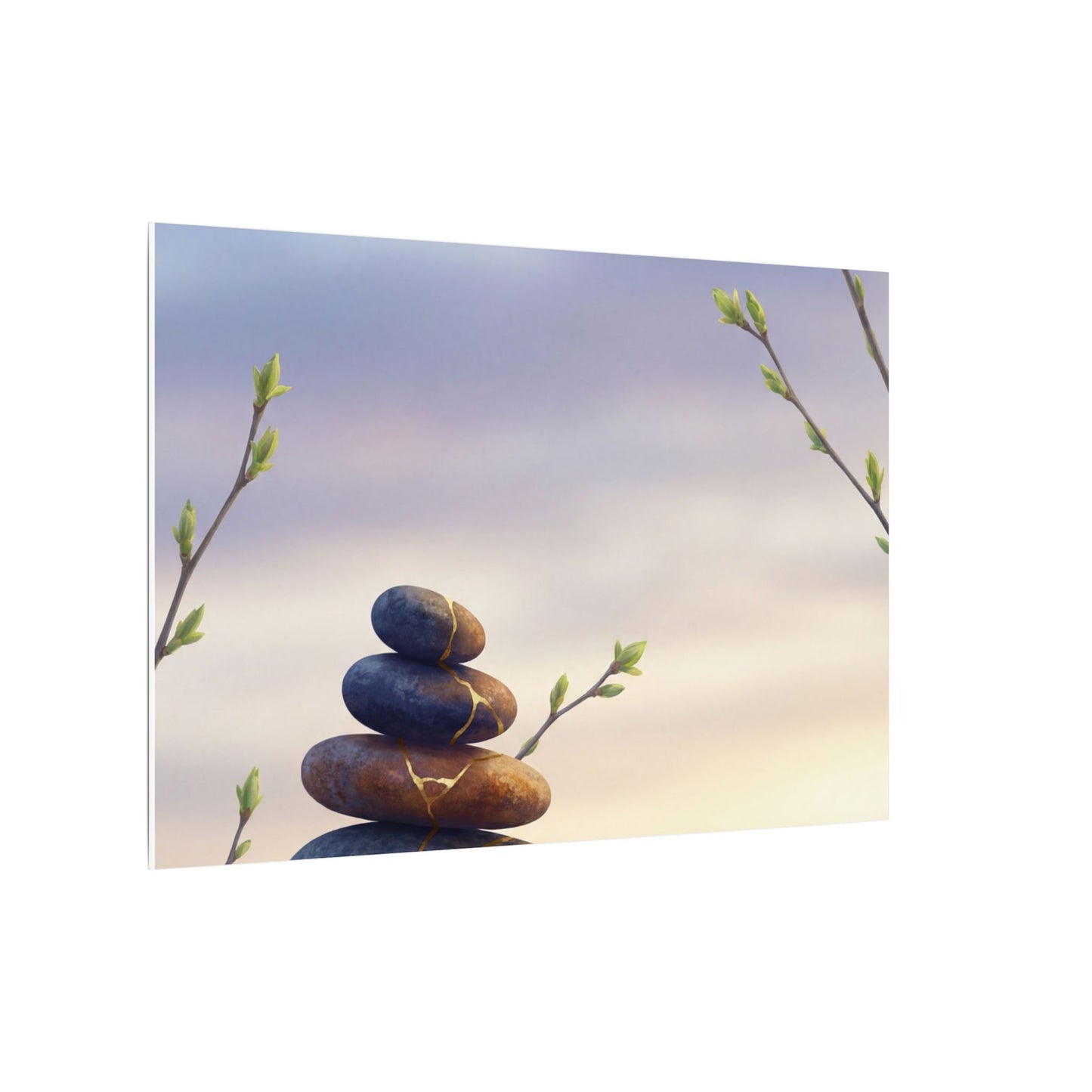 Spring River Stones Gold Vein Canvas Art | Philosophical Decor