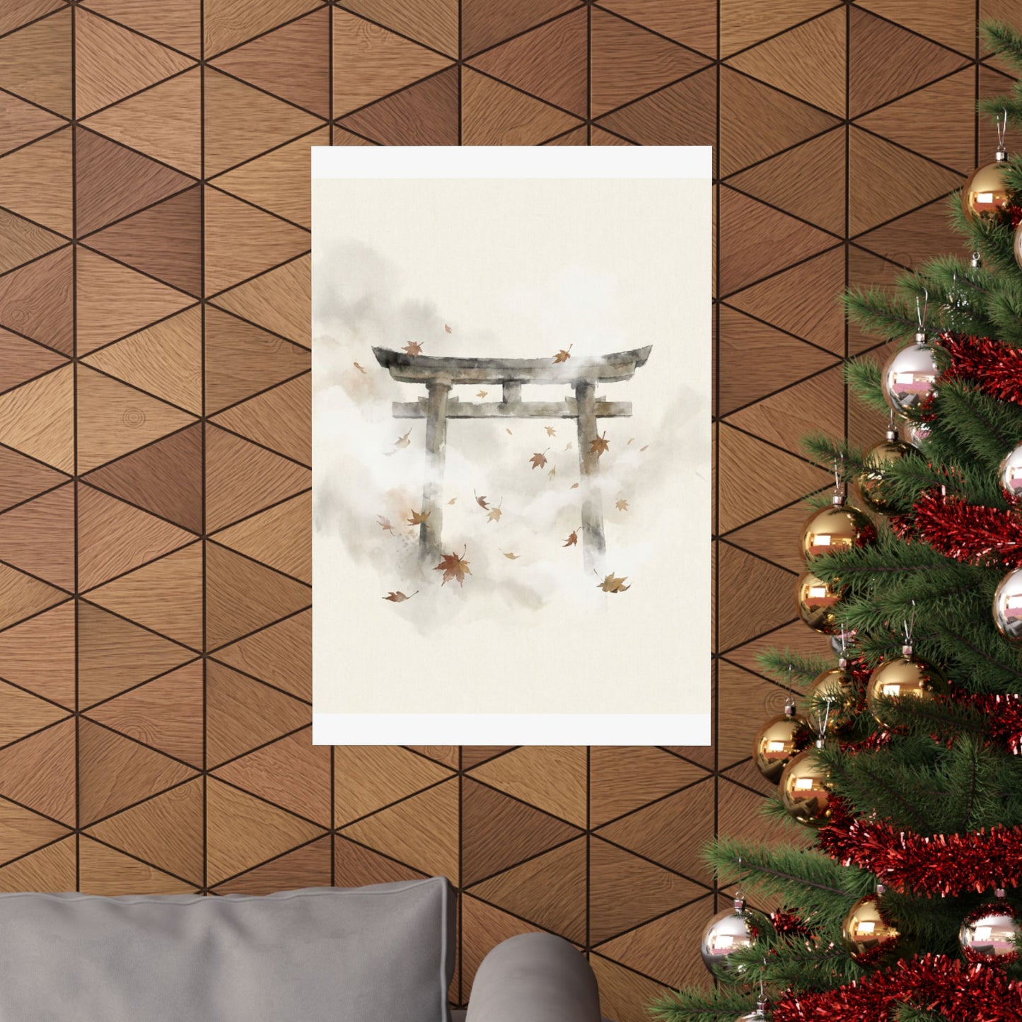 Calm Torii Gate Wall Art Print - Sumi E Zen