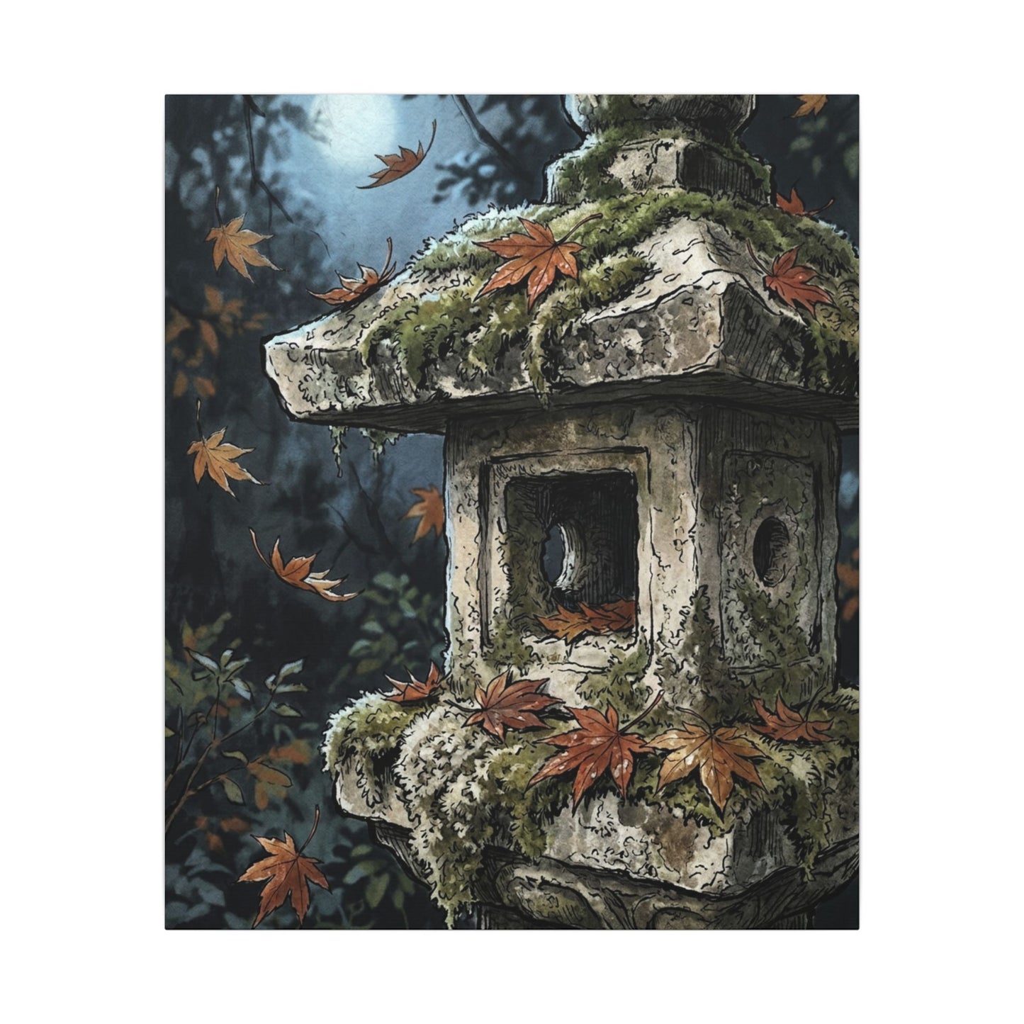 Shibui Stone Lantern Canvas Art - Japandi Minimal Line