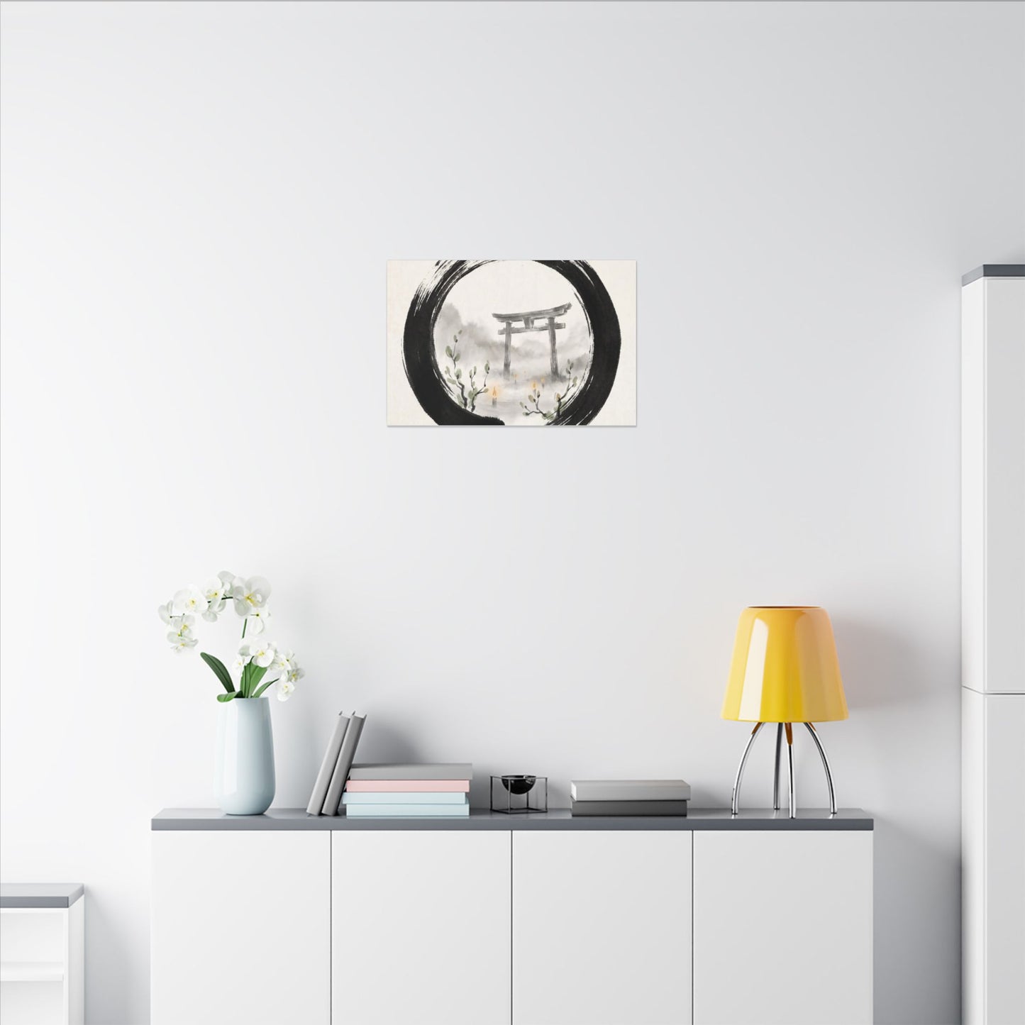 Spring Torii Gate Enso Canvas Art | Tranquil Decor