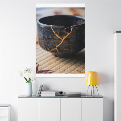 Tea Ceremony Autumn Canvas Art | Kintsugi Healing Design