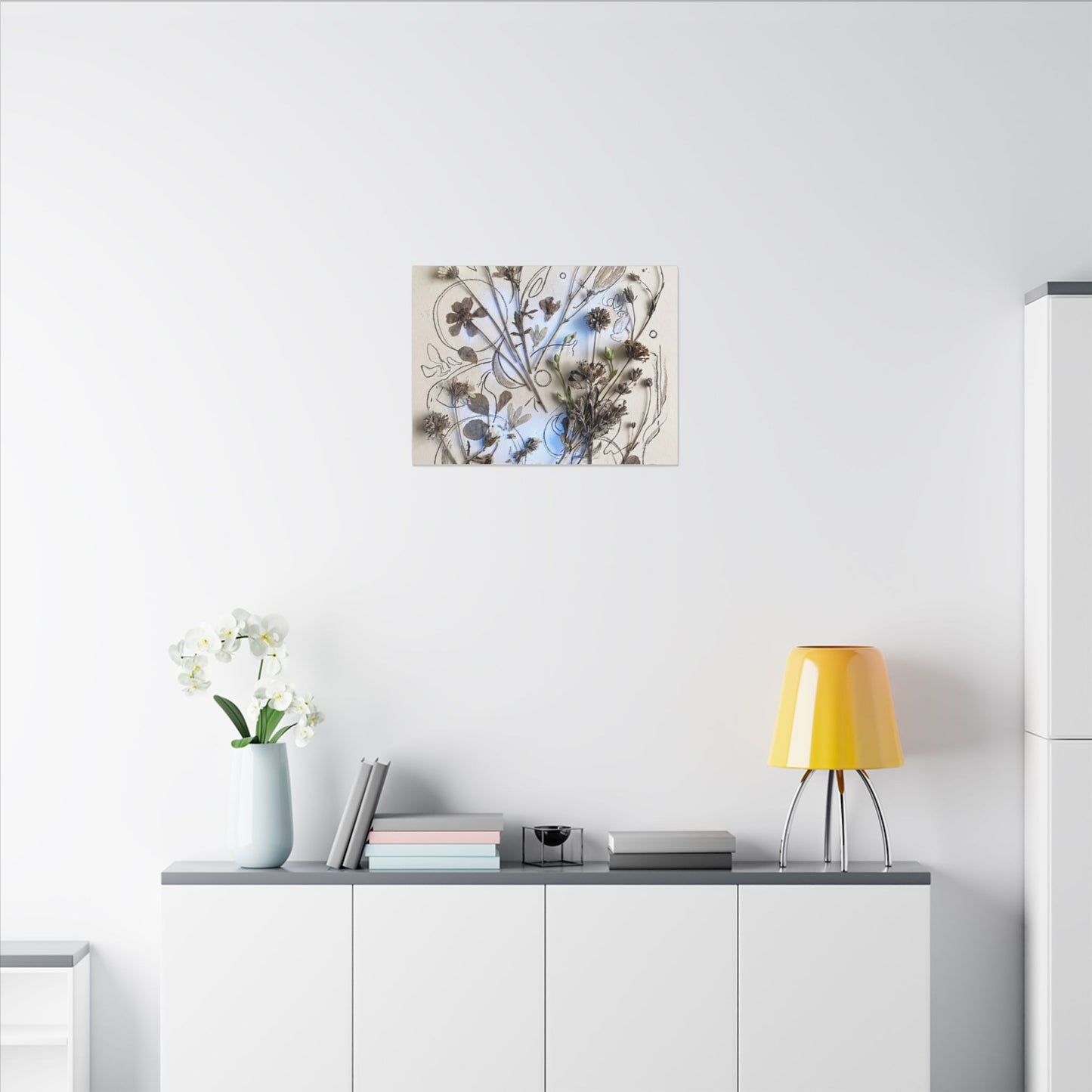 Dried Flowers Minimal Line Canvas Art | Elegant Japandi Art