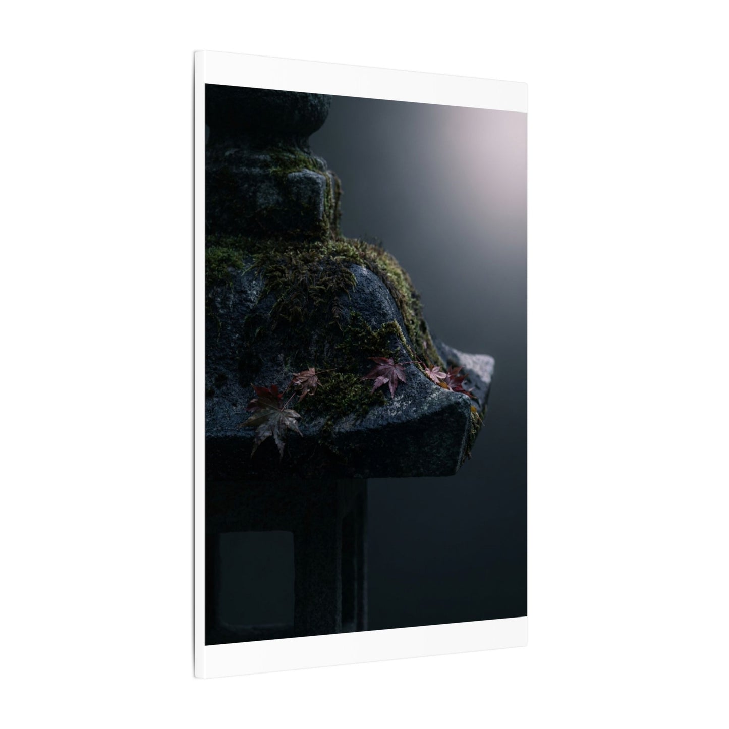 Stone Lantern Moody Minimal Canvas Art | Sophisticated Dark Japandi Art