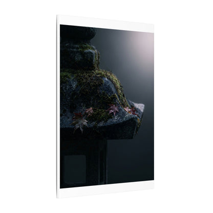 Stone Lantern Moody Minimal Canvas Art | Sophisticated Dark Japandi Art