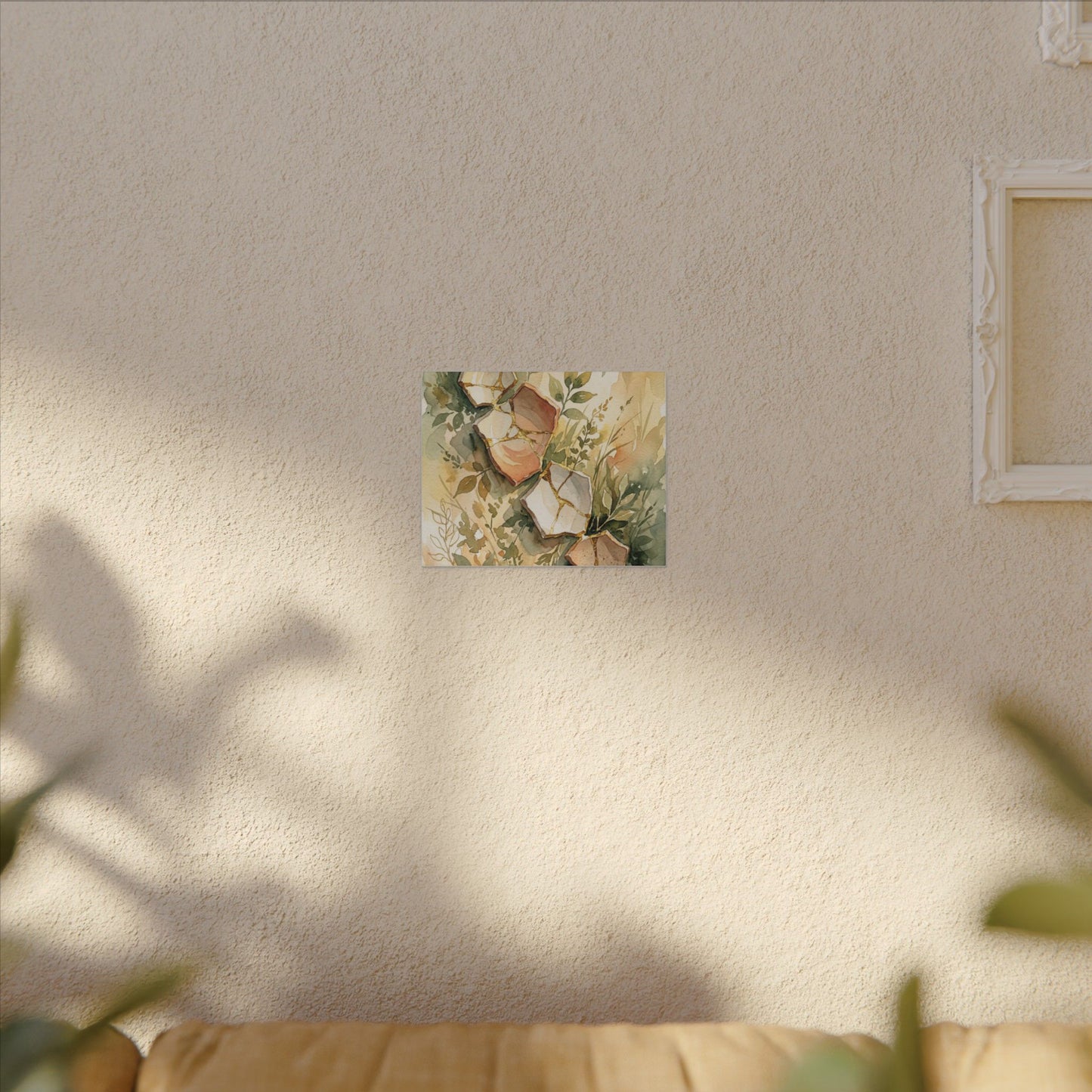 Japandi Broken Pottery in Golden Hour | Watercolor Canvas Art