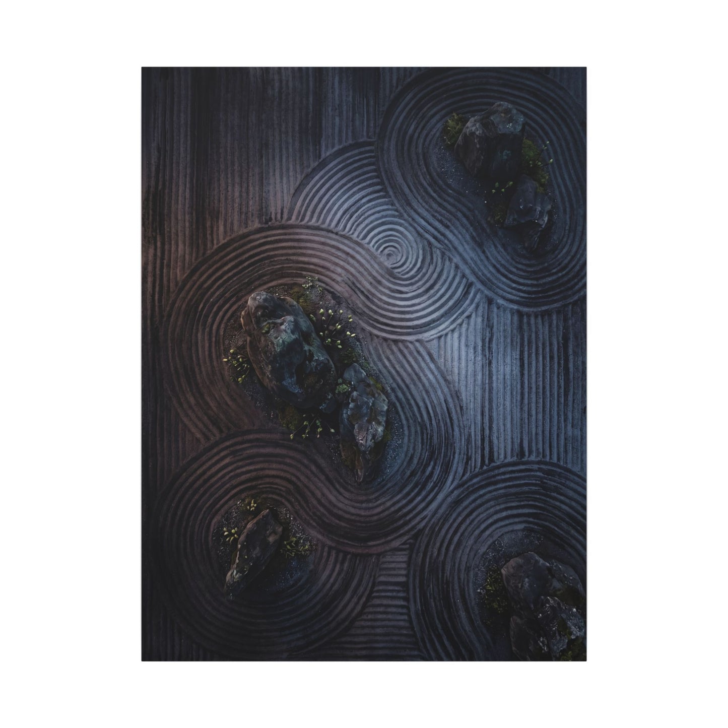 Spring Rock Garden Charcoal Ink Canvas Art | Bold Decor