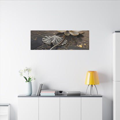 Kintsugi Lotus Flower in Golden Hour | Gold Vein Canvas Art