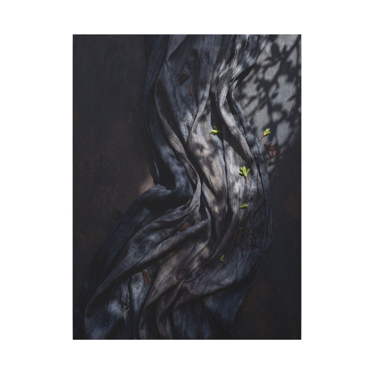 Seijaku Silk Drape Canvas Art - Dark Japandi Dark Texture