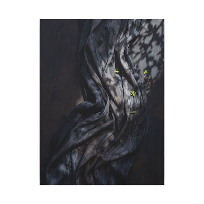 Seijaku Silk Drape Canvas Art - Dark Japandi Dark Texture