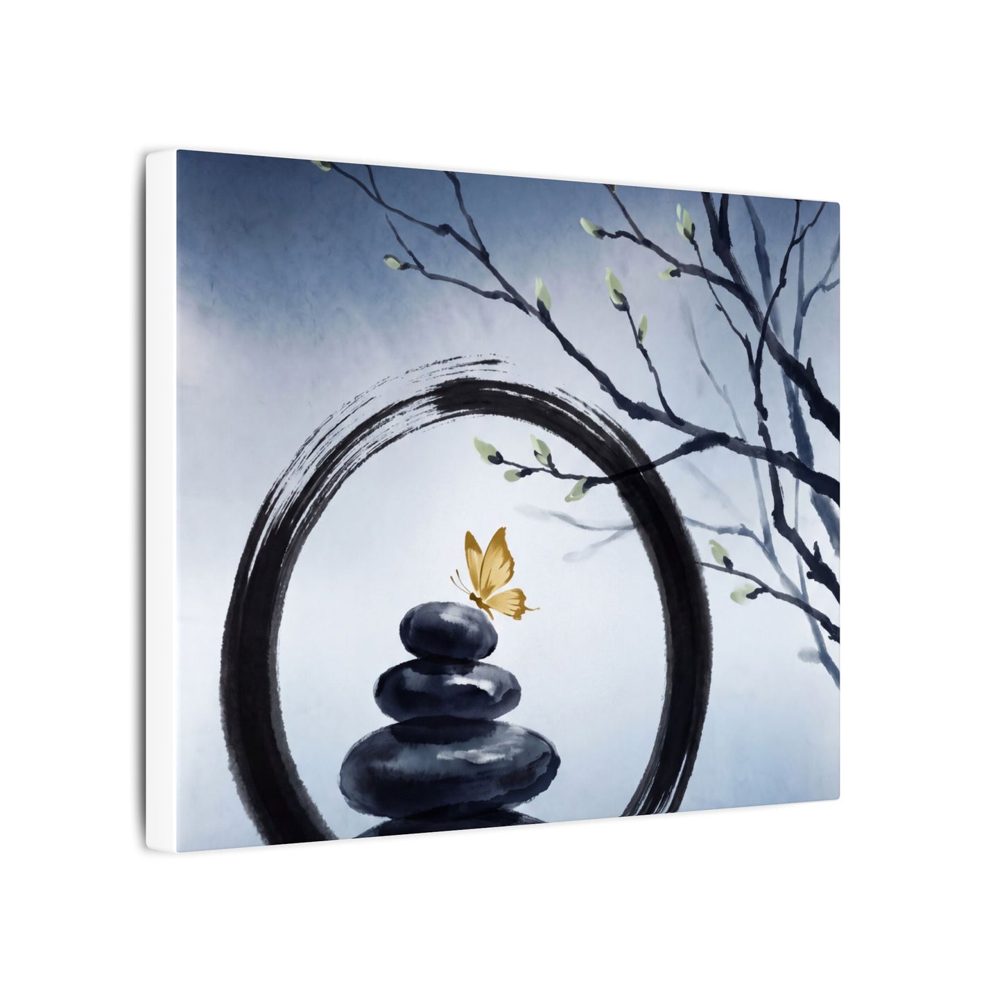River Stones Spring Canvas Art | Zen Peaceful Design