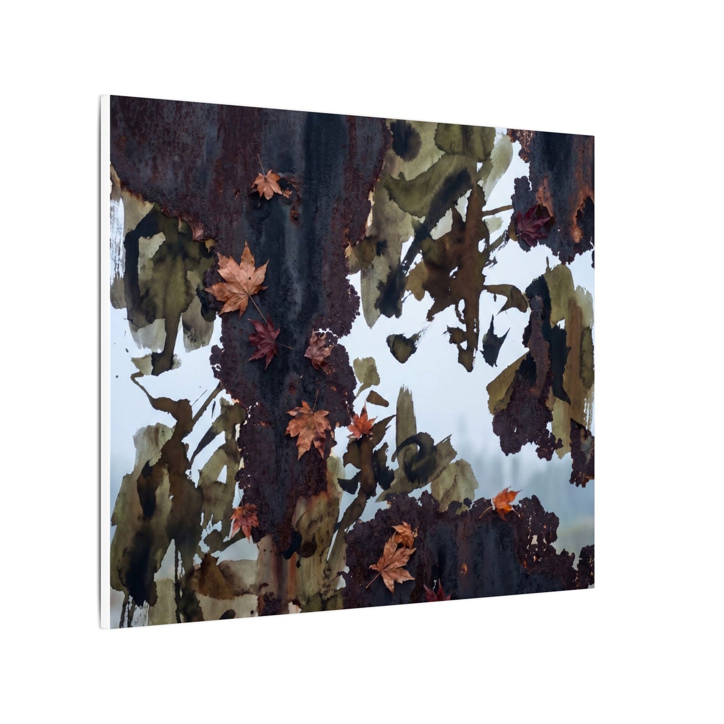 Rust Patina Charcoal Ink Canvas Art | Sophisticated Dark Japandi Art