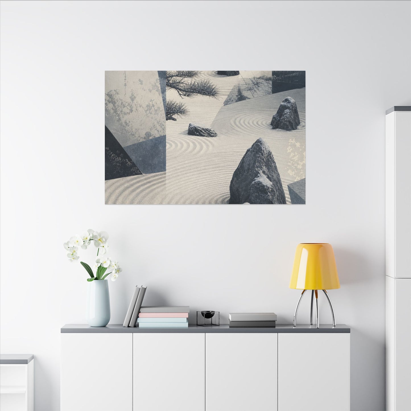 Seijaku Rock Garden Canvas Art - Zen Ukiyo E Inspired