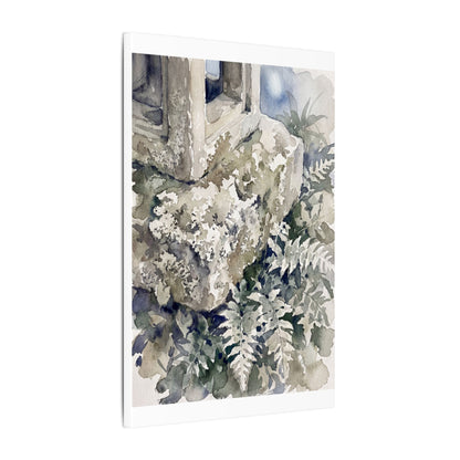 Stone Lantern Watercolor Canvas Art | Elegant Japandi Art