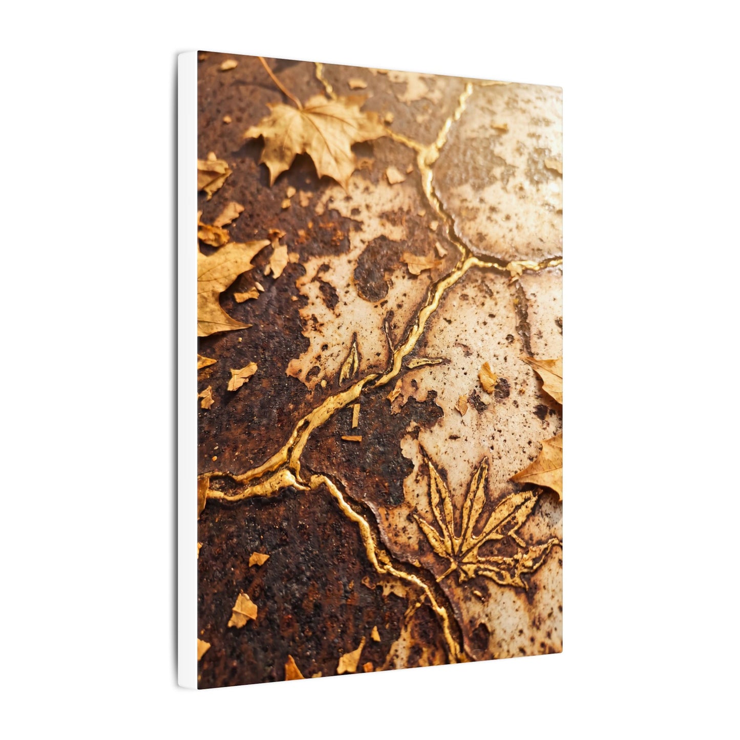 Kintsugi Rust Patina in Golden Hour | Gold Vein Canvas Art