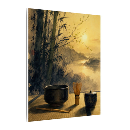 Tea Ceremony Sumi E Canvas Art | Contemplative Zen Art
