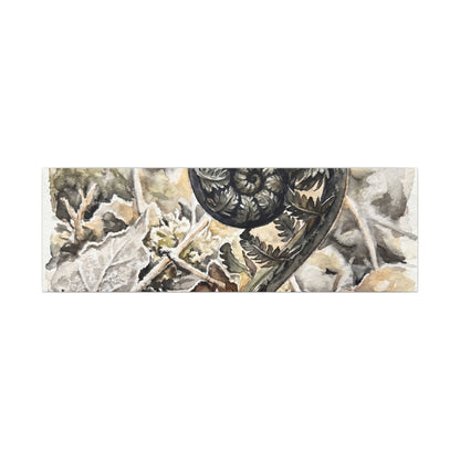 Japandi Fern Unfurling in Golden Hour | Watercolor Canvas Art