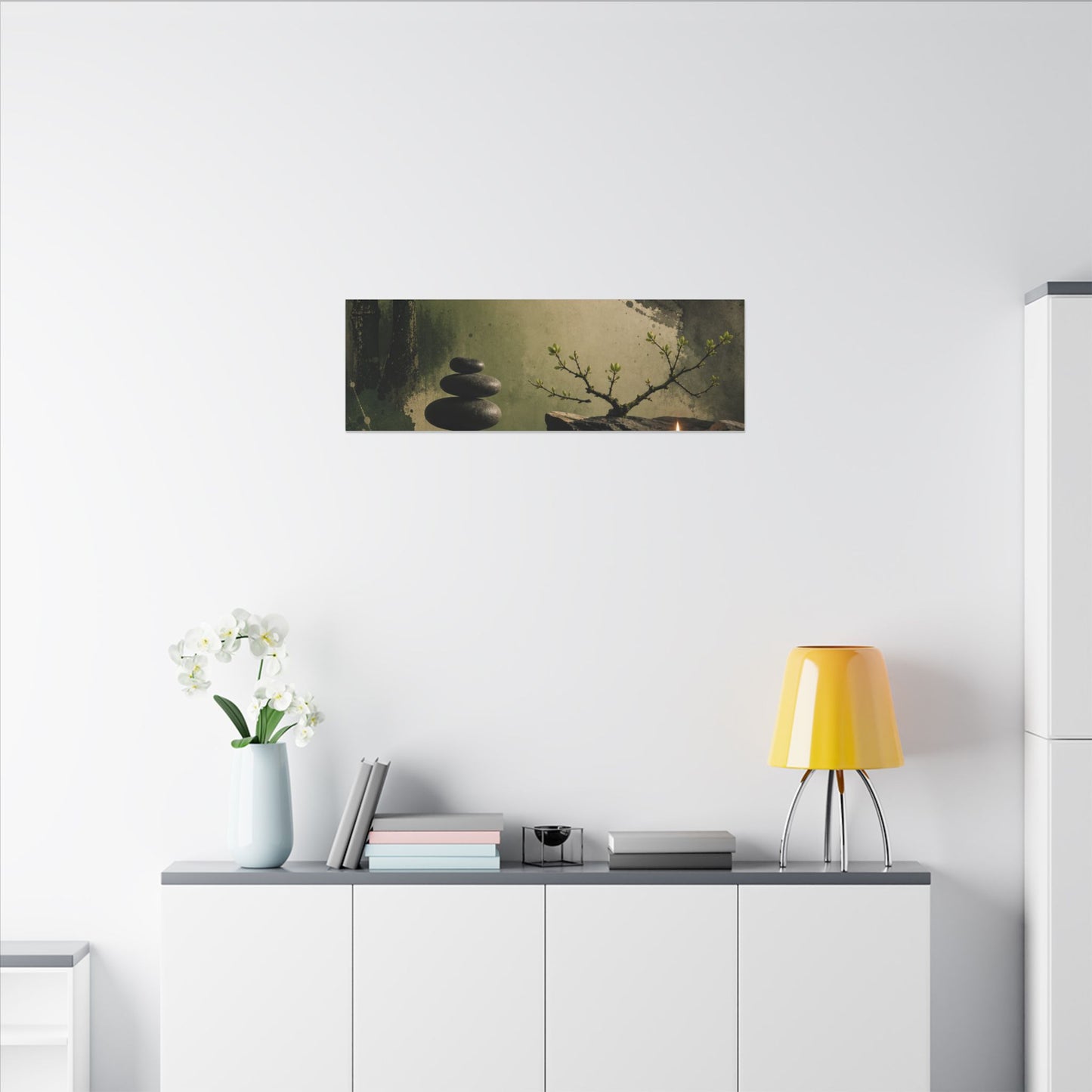 River Stones Spring Canvas Art | Zen Contemplative Design