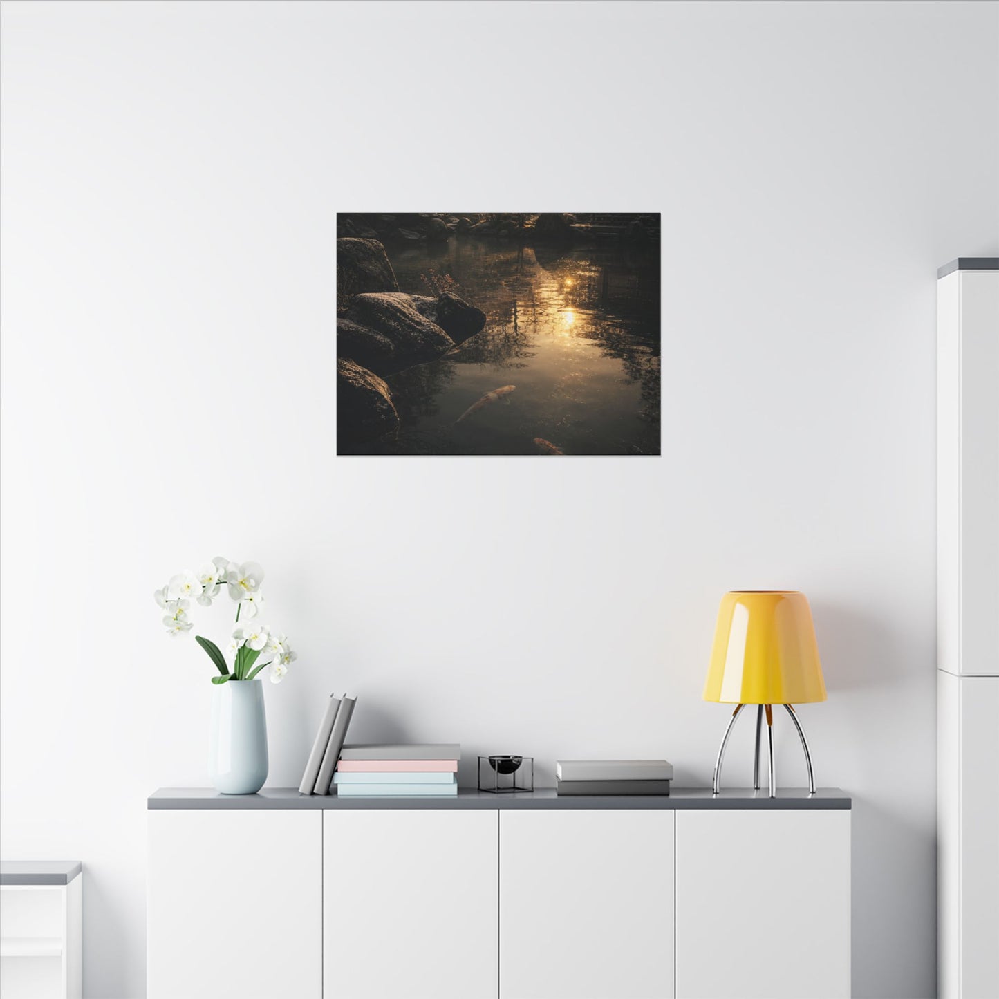 Winter Koi Pond Shadow Zen Canvas Art | Bold Decor
