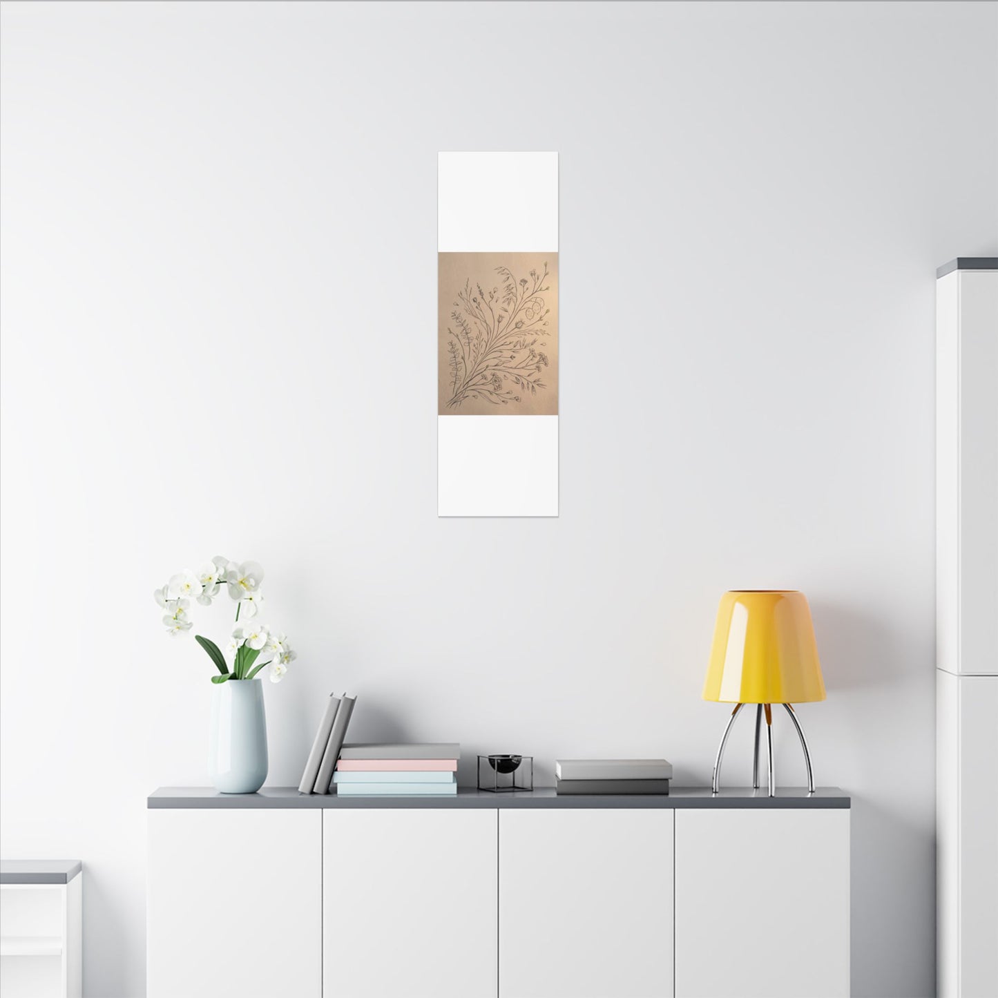 Dried Flowers Canvas Art | Spring Japandi Minimal Line Art