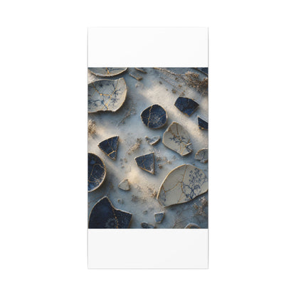 Broken Pottery Canvas Art | Winter Kintsugi Gold Vein Art