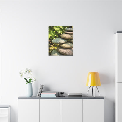 River Stones Summer Canvas Art | Japandi Earthy Design