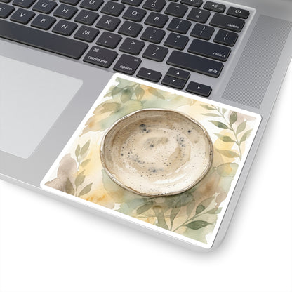 Japandi Ceramic Bowl in Golden Hour | Watercolor Sticker
