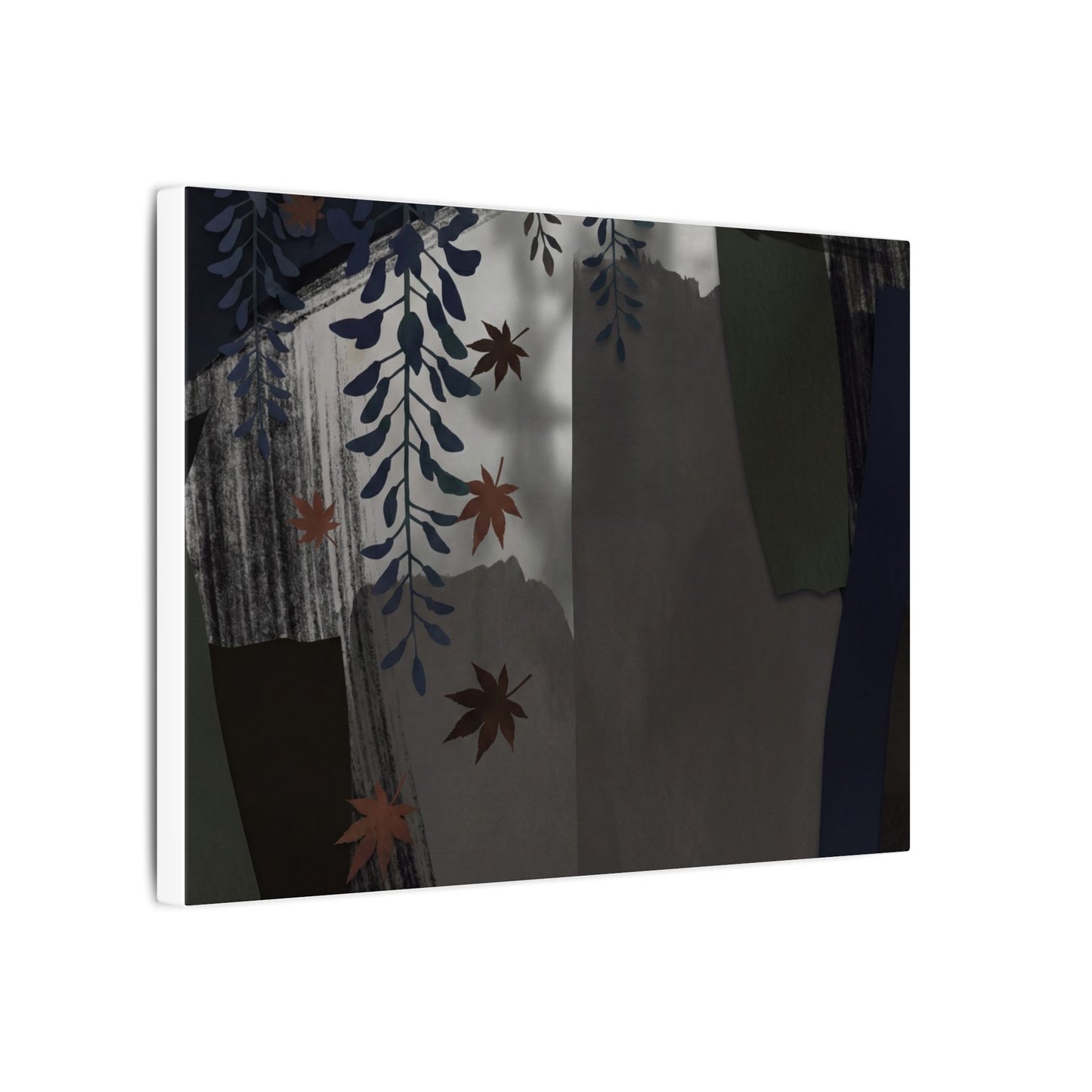 Wisteria Autumn Canvas Art | Dark Japandi Moody Design