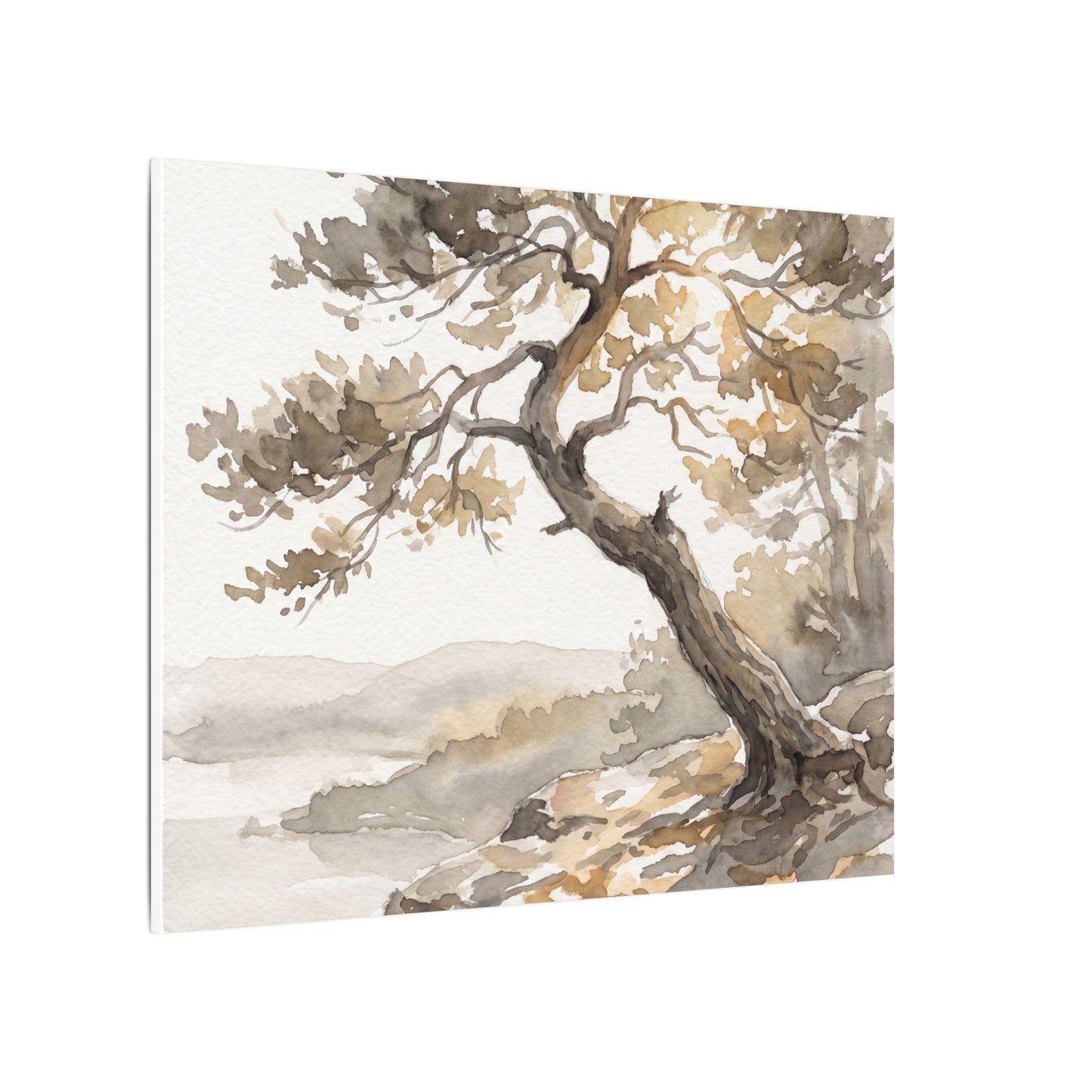 Pine Tree Watercolor Canvas Art | Elegant Japandi Art